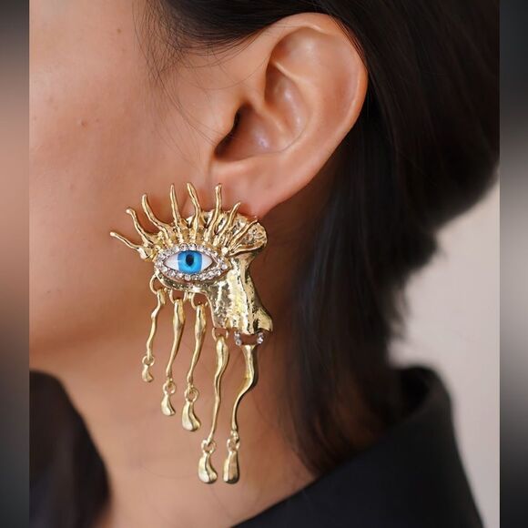 Statement evil eye earrings N770 - Picture 4 of 7